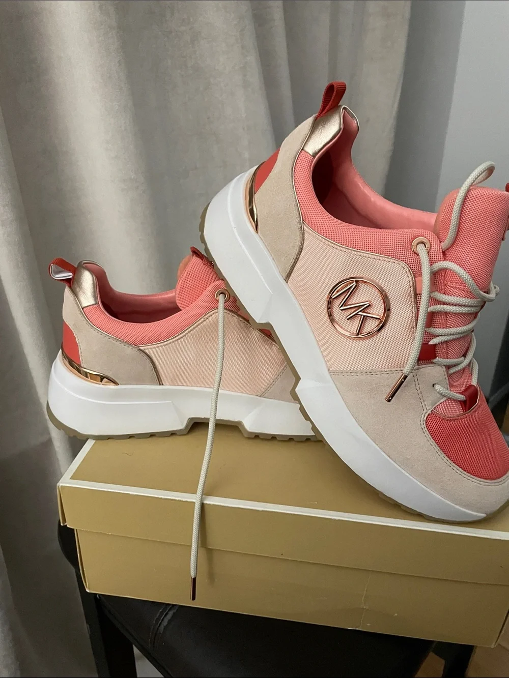 Michael Kors Coral and Blush Platform Sneakers for Women